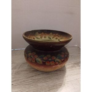 Vintage Hand-Painted Ceramic Floral Vase 7.5" X 5" Rustic Decor